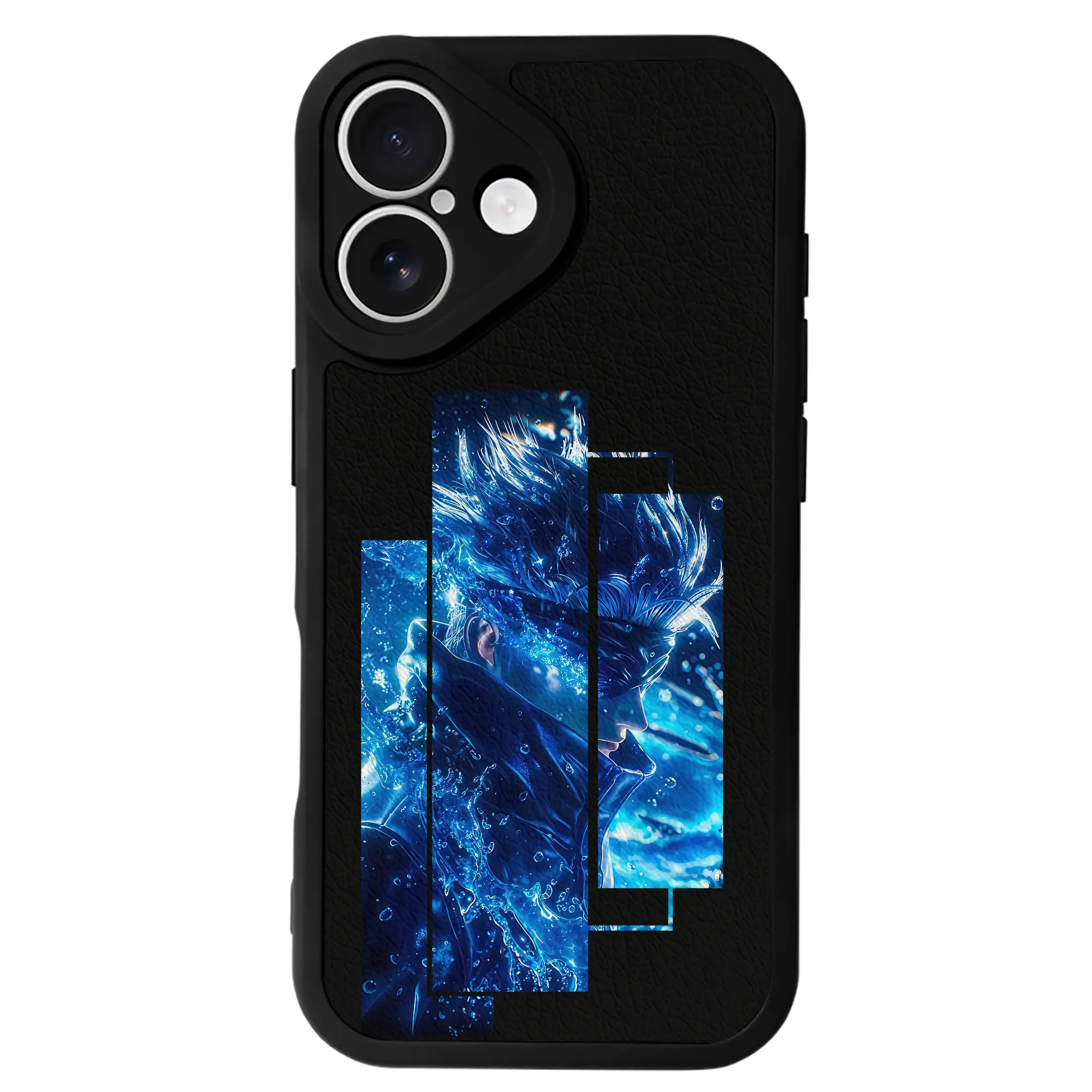 呪術廻戦 グッズ,五条 悟 - IPhone 16シリーズ対応 ・ シリコンスマホケース ・ レザー調 ・ 高精度フィット ・ 耐衝撃 ・ ワイヤレス充電対応 ・ 精密カット